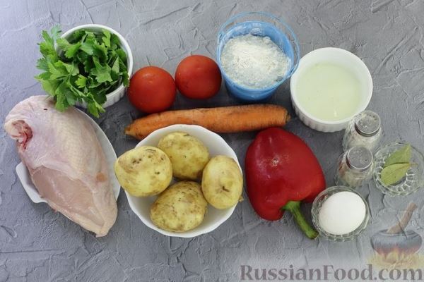 Куриный суп с овощами и клёцками
